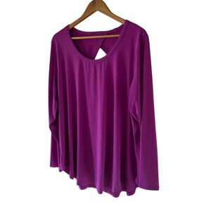 LIVI Wicking Cut-Out Back athletic long sleeve Top purple 22/24 plus size